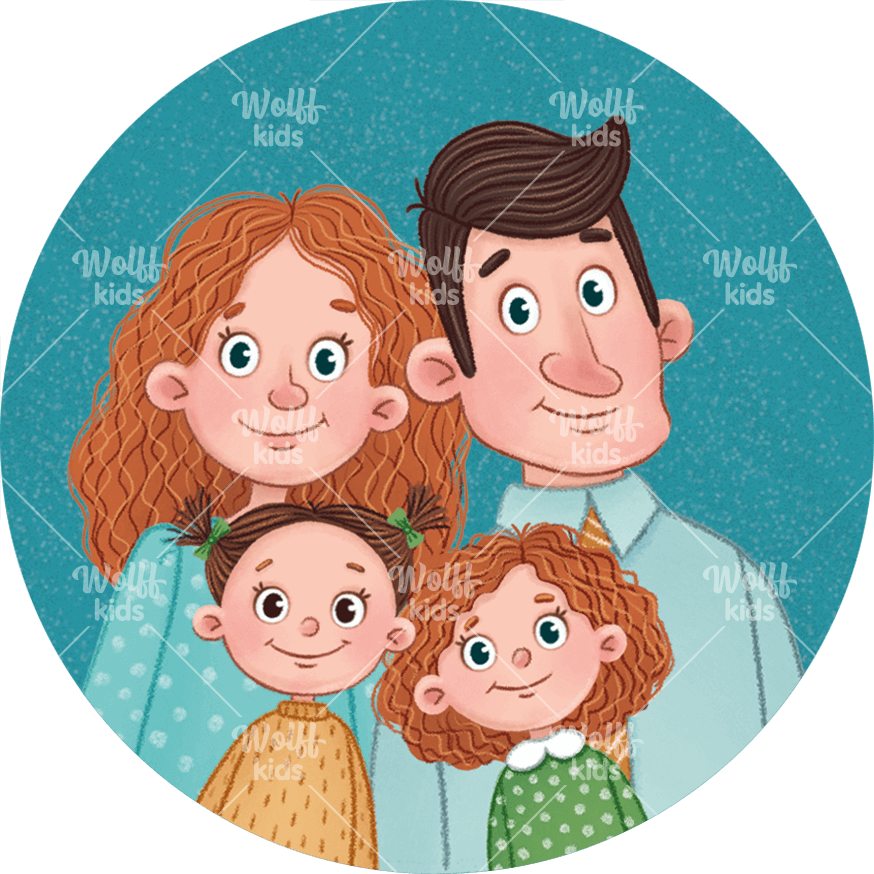 Einzelner Magnet. Lina, Damian, Emily und Lotta